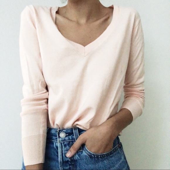 J. Crew Sweaters - Light Weight Baby Pink V Neck Sweater